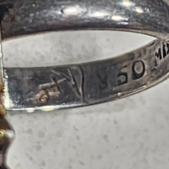 Taxco Blue Lapis Face Ring Sz 7.5 950 Silver Mixed Metal Accents Handmade Artist - Picture 7 of 12